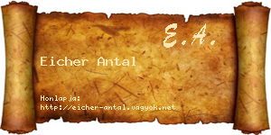 Eicher Antal névjegykártya